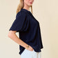 Pin Tuck Bubble Sleeve Blouse