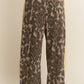 Leopard Print Solid Stripe Wide Leg Bottoms