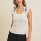 SALE Embroidered Flutter Sleeve Top