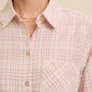 Oversized Textured Plaid in Pink Button Down