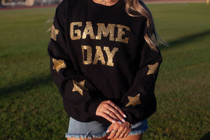 Black & gold full glitter game day sweatshirt