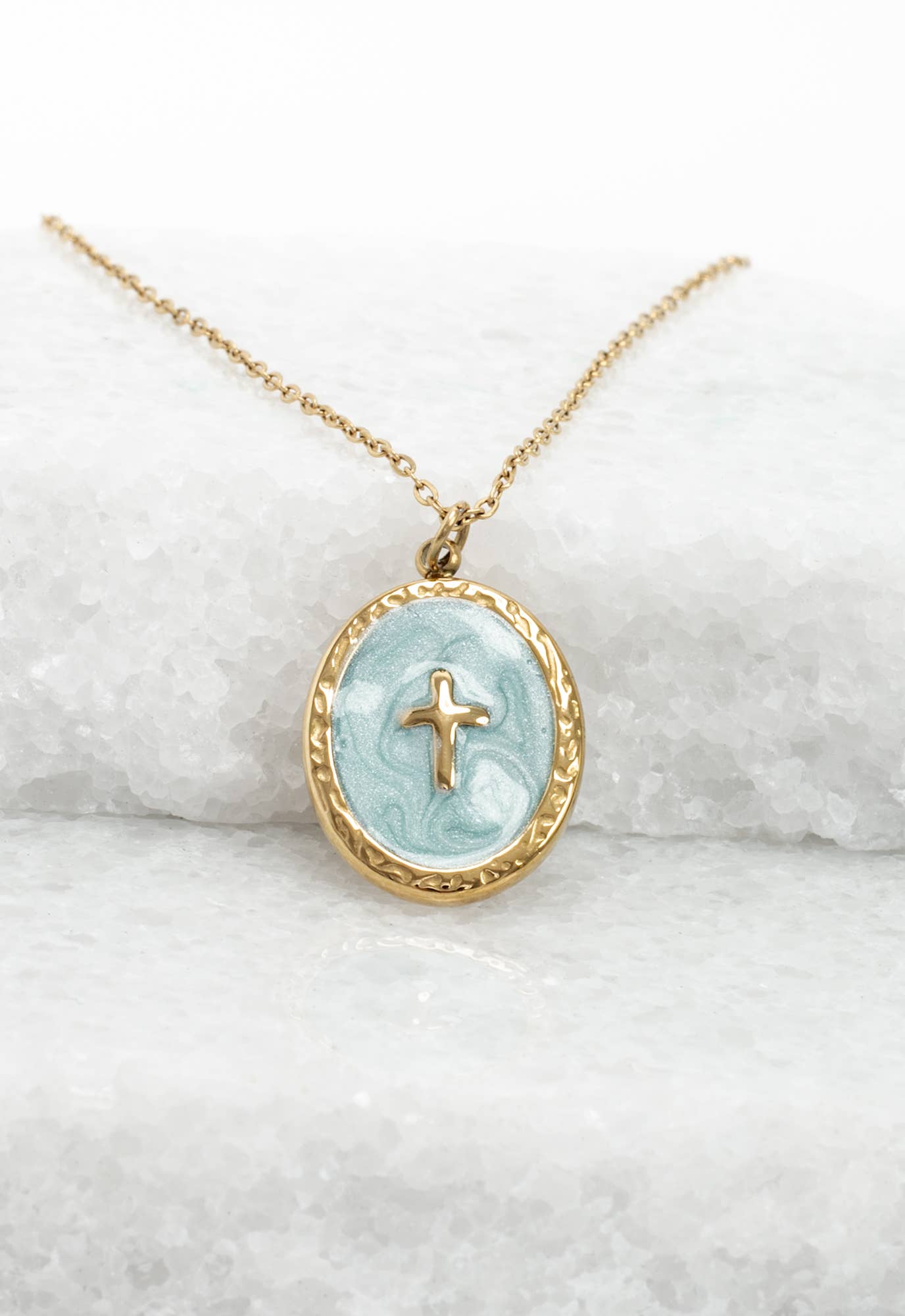 Shine Bright Cross Pendant in Mint