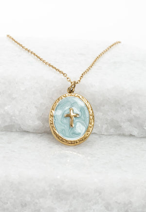 Shine Bright Cross Pendant in Mint