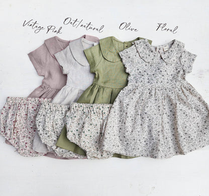 Baby Girl Linen or cotton Peter Pan collar ALLIE DRESS