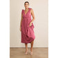 Raspberry Sorbet Shoulder Tie Midi Dress