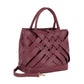 Woven detailed top handle small tote bag