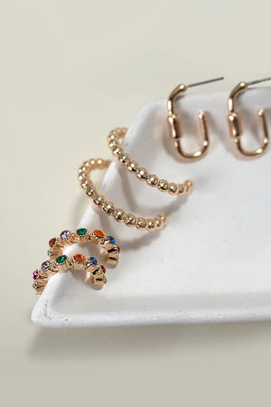 Hoop Earring Trio Rhinestone