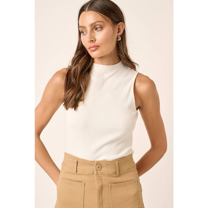Rib Knit Edge Detail Sleeveless Top