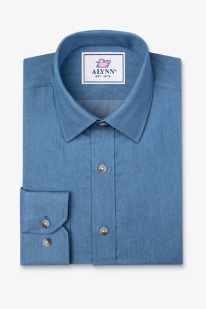 Liam Denim Blue Untuckable Classic Fit Dress Shirt by Alynn
