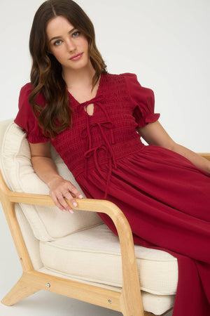 Mirah Smocked Front Tie Dress