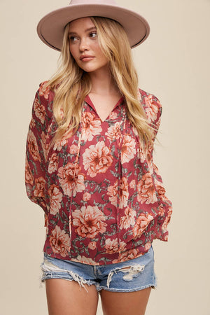 Floral Chiffon Poet Blouse