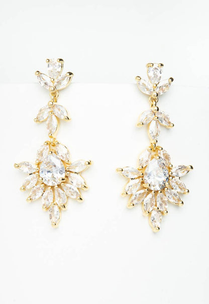 Golden Chandelier Zircon Earrings