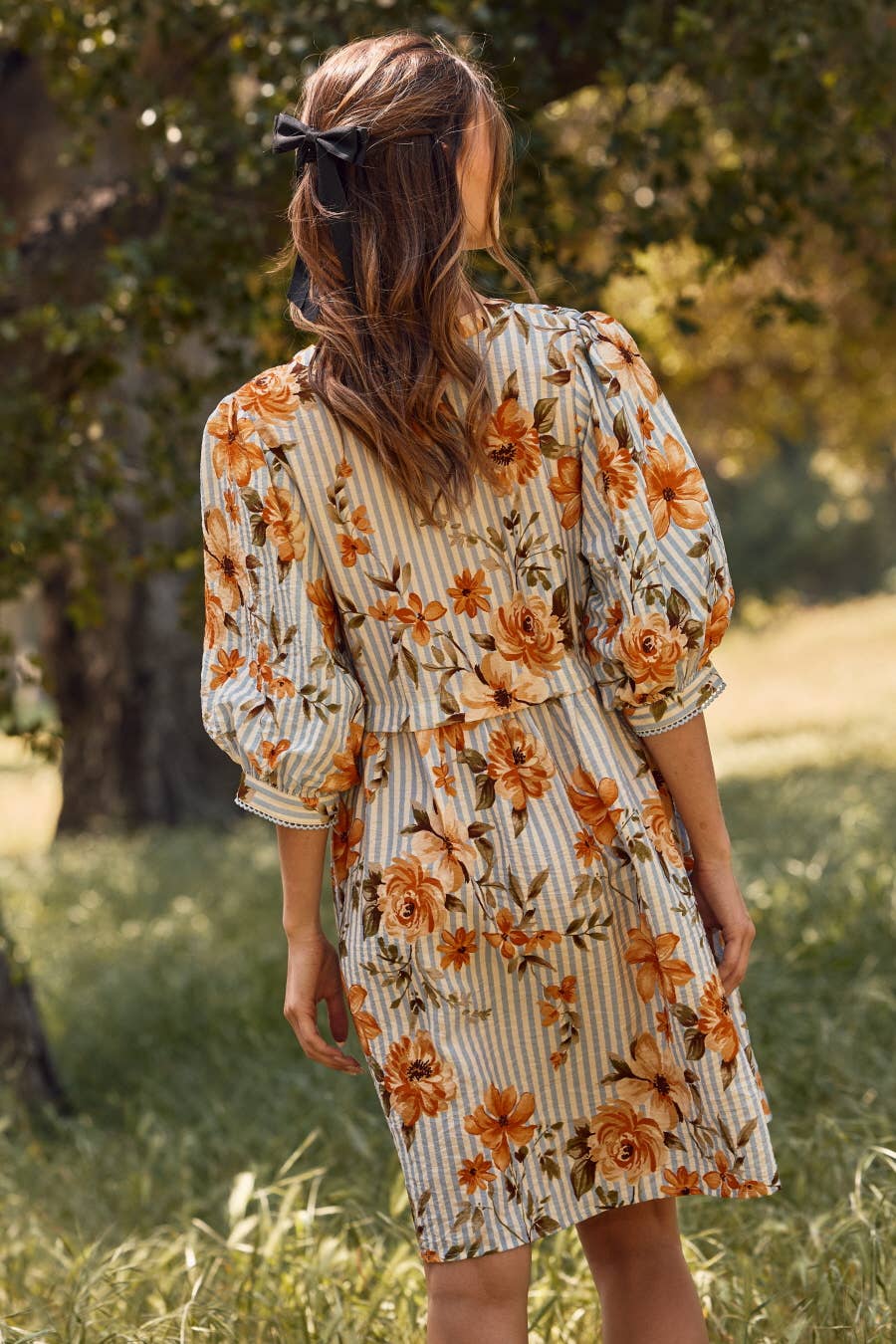 PLUS Striped Floral Printed Dress PLUS Striped Floral Printed Dress