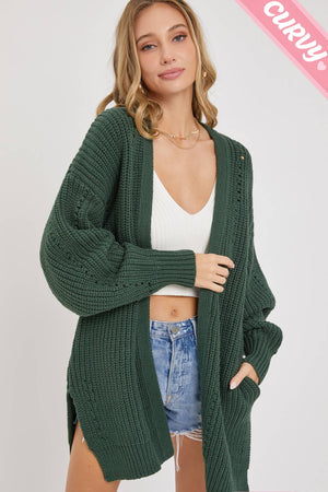 SALE PLUS SIZE Open Front Knit Cardigan