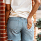 Mid Rise Raw Hem Denim Shorts