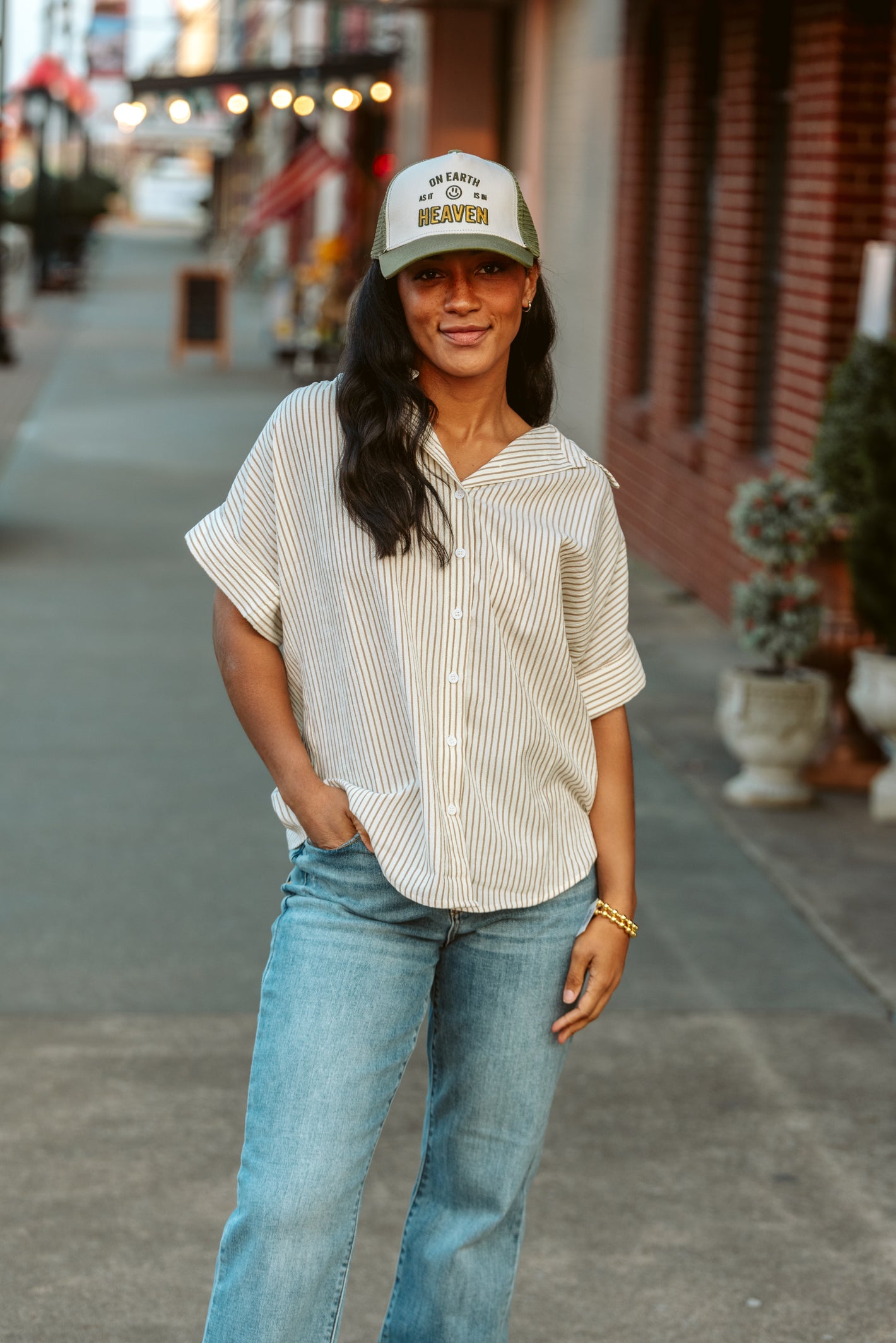 Summer Walks Striped Button Up Shirt