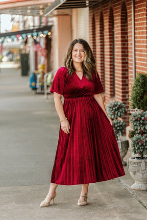 SALE Velvet V-Neck Midi