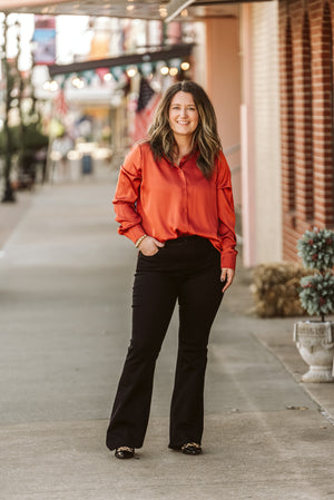 Satin Long Sleeve Button-up Shirt