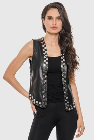 Studded Faux Leather Vest