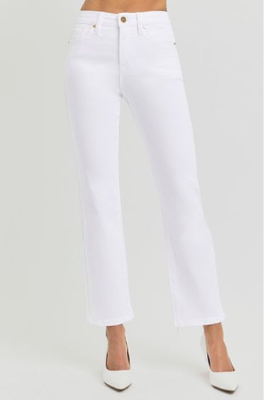 SALE Risen Tummy Control High Rise White Crop Jean