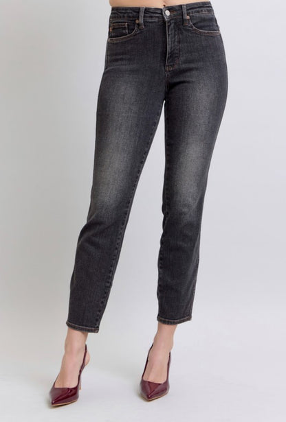 Judy Blue Mid Rise Tummy Control Black Denim