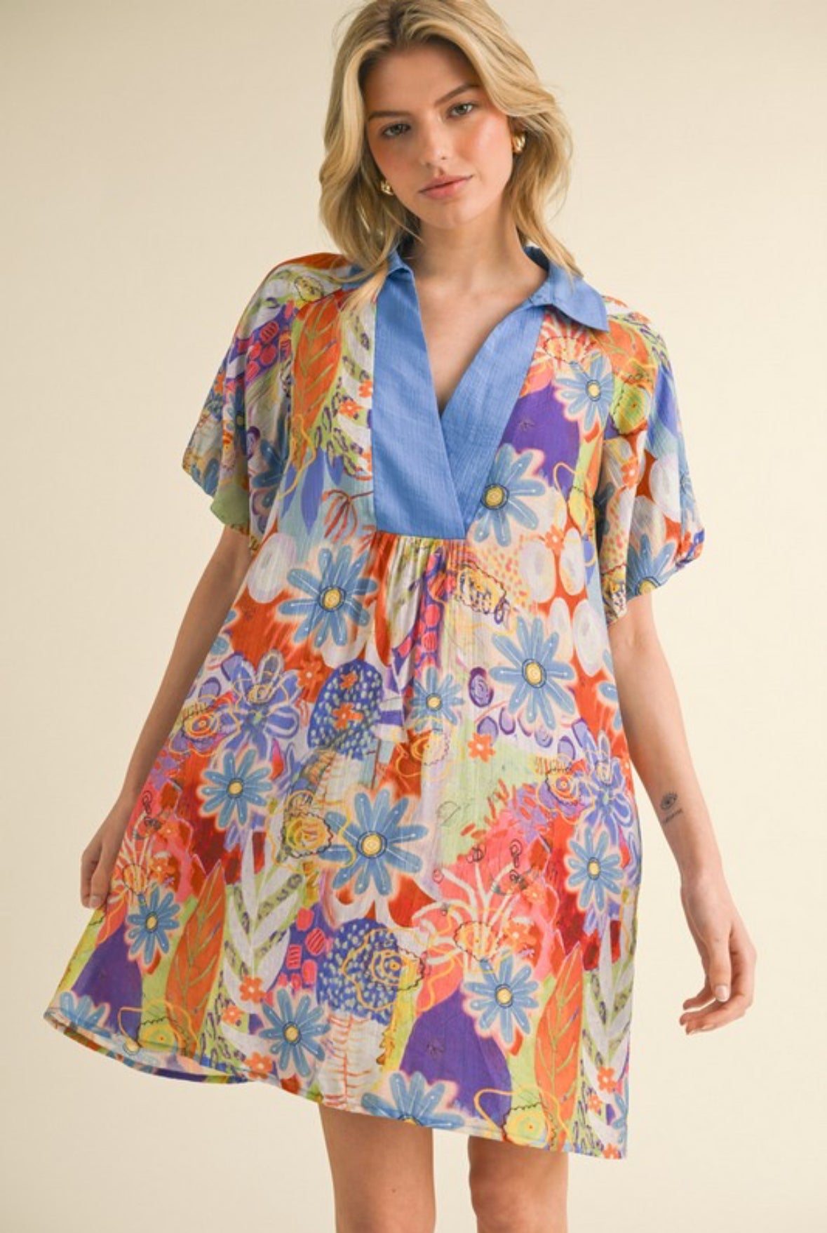SALE Floral Whimsy Collared Dress