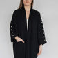 Black Poncho Cardigan with Bead Detail