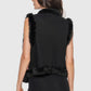 Joanie Black Floral Vest with Fur