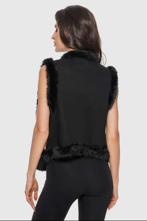 Joanie Black Floral Vest with Fur