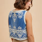 Embroidered Washed Denim Vest