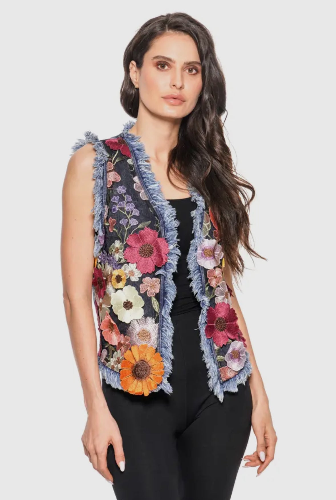 Bekah Floral Denim Vest