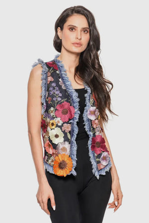 Bekah Floral Denim Vest