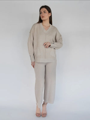 Casual Knit Wide Leg Set