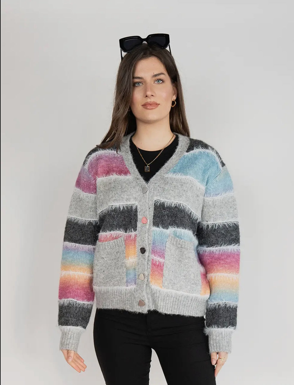Multicolor Block Print Cardigan