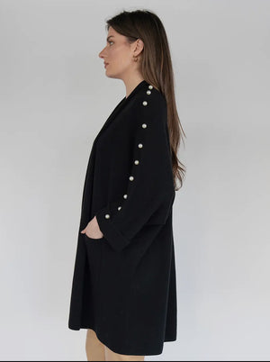 Black Poncho Cardigan with Bead Detail