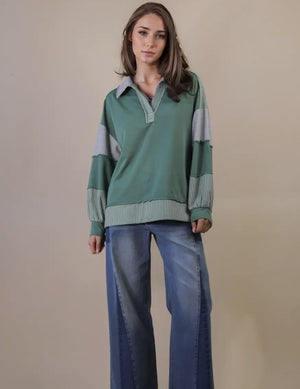 Color Block Solid & Stripe Casual Knit Top