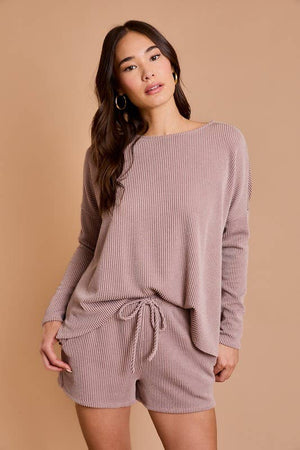 SALE Long Sleeve Crew Neck Top and Shorts