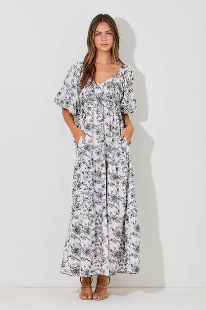 Black and White Floral Maxi