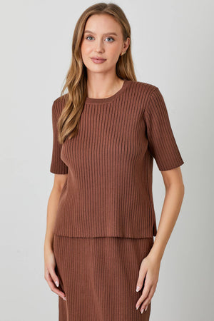 SALE Brown Ribbed Sweater Top