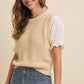 Woven Puff Sleeve Sweater Vest Top