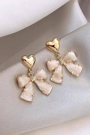 Heart & Bow Drop Earrings