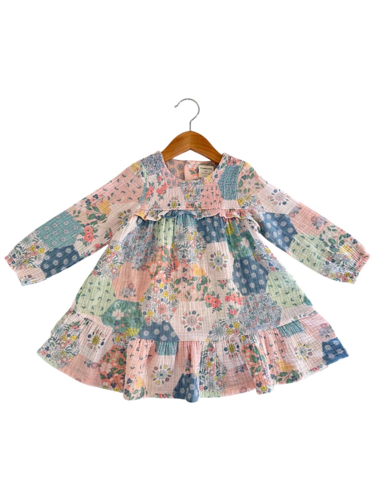 Smocked Ruffle Tiered Dress, Patchwork