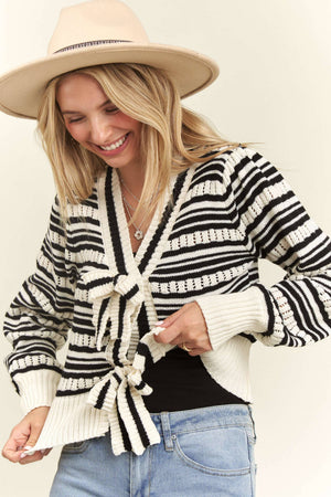 Lovely Bow Striped Sweater