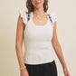 SALE Embroidered Flutter Sleeve Top