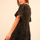 Mineral Washed Bell Sleeve Woven Mini Dress