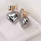 Mixed Metal Rhinestone Bow Heart Drop Earrings