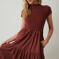 Mock Neck Knit & Woven Mixed Monochromatic Dress