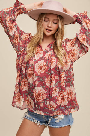 Floral Chiffon Poet Blouse