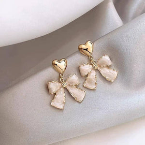 Heart & Bow Drop Earrings