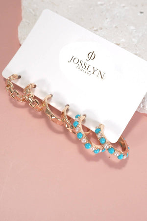 Turquoise Hoop Earring Trio